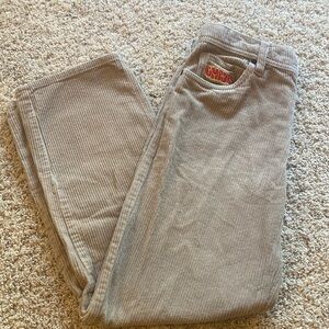 Corduroy Pants with Embroidered Pocket Patch - Light Taupe